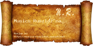 Musics Ruszlána névjegykártya